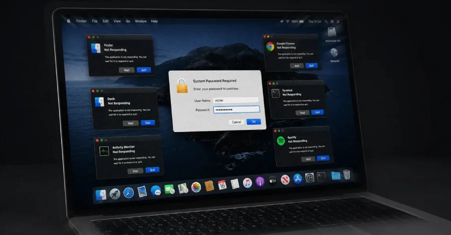 ClickLock macOS Virüsü: Şifrenizi Yazana Kadar Uygulamalarınızı 210 Milisaniyede Bir Öldürüyor