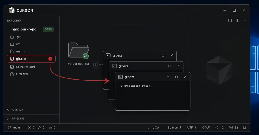 Cursor IDE'de Kritik Güvenlik Açığı: Kötü Amaçlı Depolar Windows'ta Kod Çalıştırabiliyor